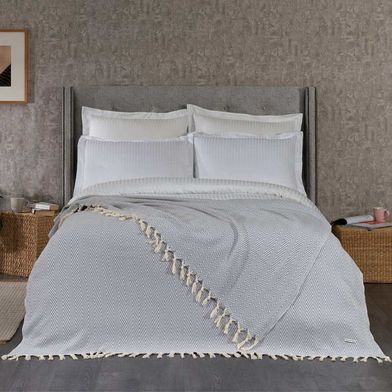 Merich Soft Cotton Blanket, Ash Grey