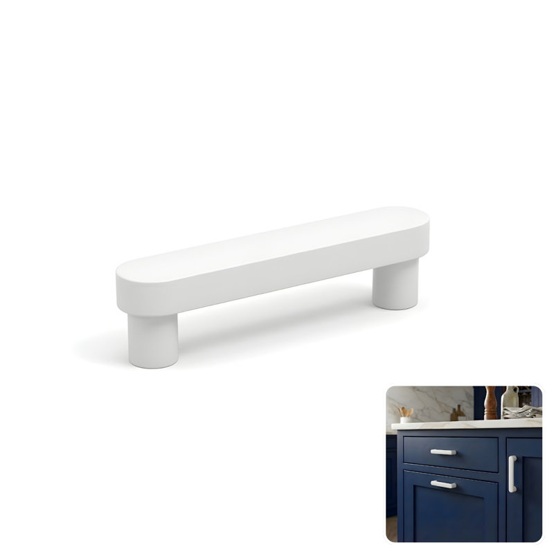 ROUS Hardware Mid-Century Modern Cabinet Handle 1-Count, 3.5", Snow (White)