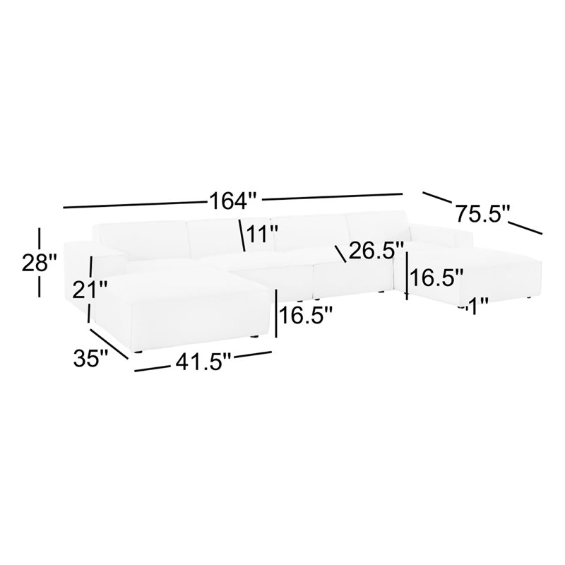 Restore 6-Piece Sectional Sofa, White Polyester
