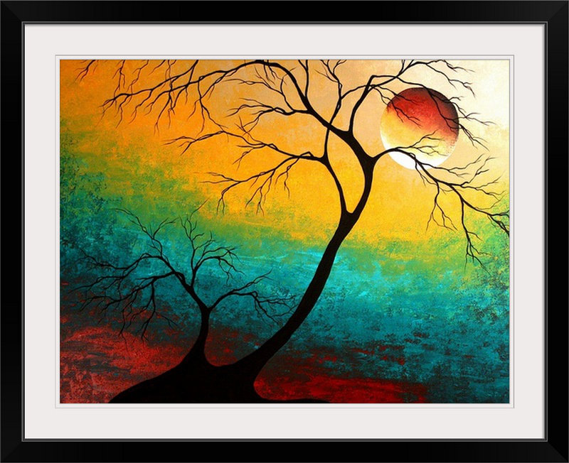 « branching out » par megan duncanson, reproduction d’art, H 35 po x l 44 po x P 1 po, Cadre noir