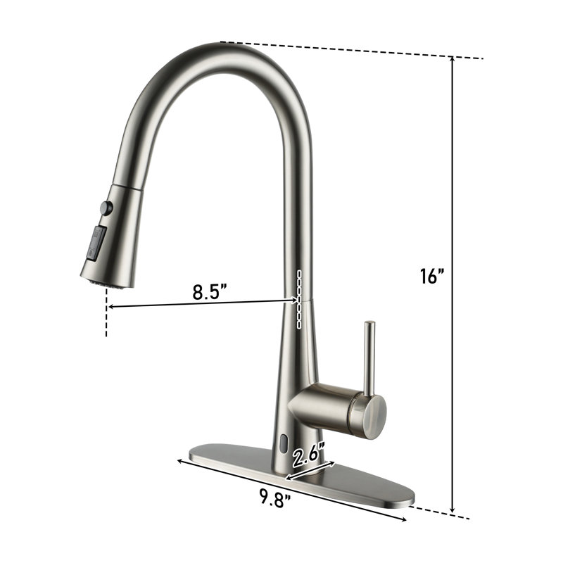 Clihome Pull Down Touchless Kitchen Faucet, Brushed