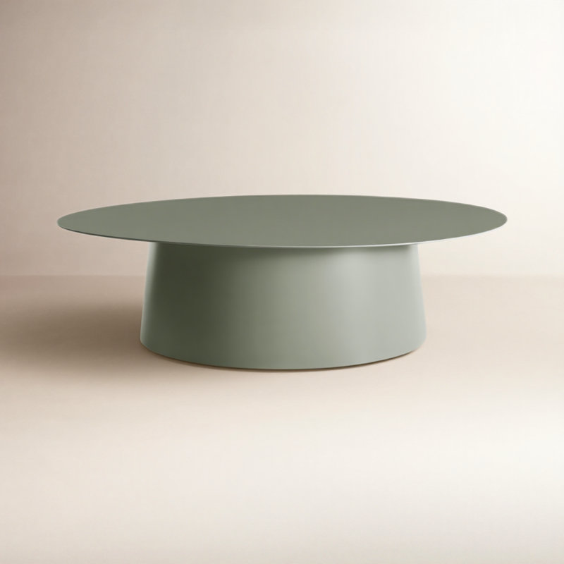 Circula Single Coffee Table, Gray Green, 15" H x 36" L x 36" W
