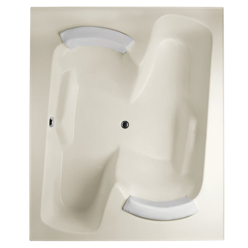 Penthouse 72'' L Soaking Bathtub, Biscuit, Polished Nickel