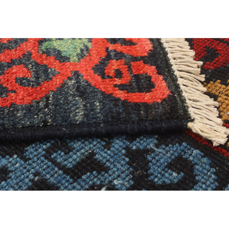 Tapis unique en laine noué à la main rouge / bleu 5 pi 2 po x 4 pi 10 po années 2010 Pellom