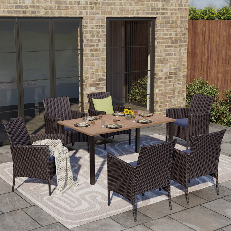 Rectangular 6 - Person 60" Long Dining Set With Cushions