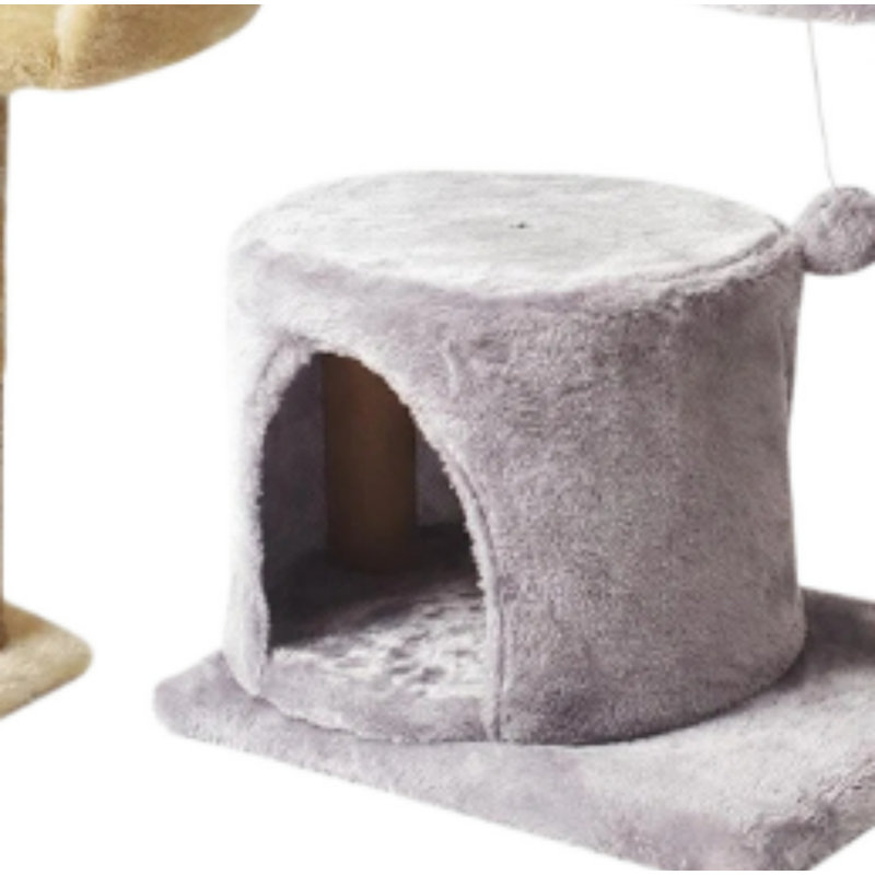 Arbre à chat simple avec un lit pour chat confortable, des poteaux durables et résistants aux égratignures, compacts et peu encombrants, convenant à la fois aux jeux et au repos des chats.