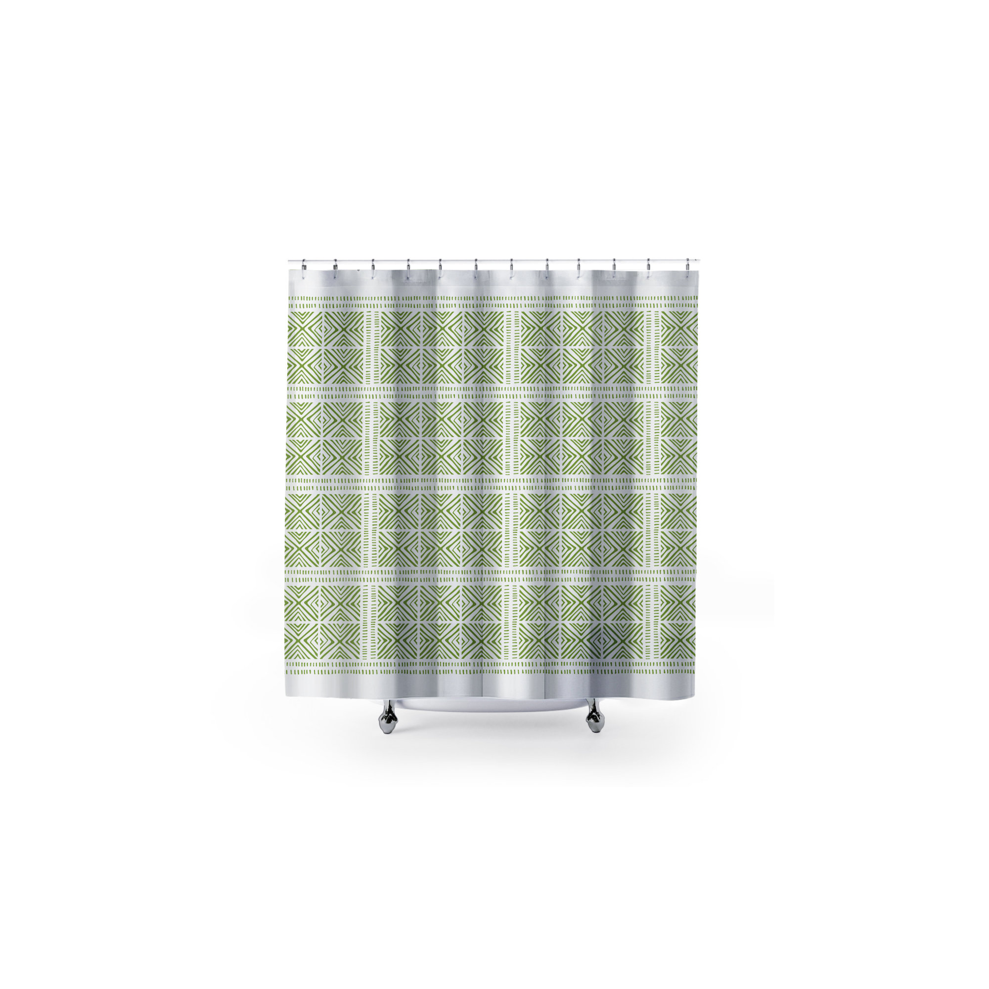 Thora Tribal Shower Curtain, ThoraTribal Chartreuse