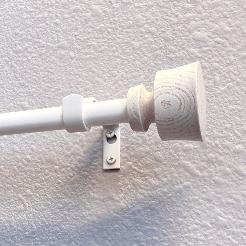 Aamira Metal Adjustable Single Curtain Rod, 26" - 48" W, Antique White