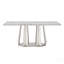 Table de salle à manger en marbre pour 6 personnes, table de salle à manger rectangulaire en faux marbre 70 po avec base en acier inoxydable à finition miroir, table de cuisine moderne en marbre de grande taille (argent, blanc) (table unique)-1400406663-1400406680