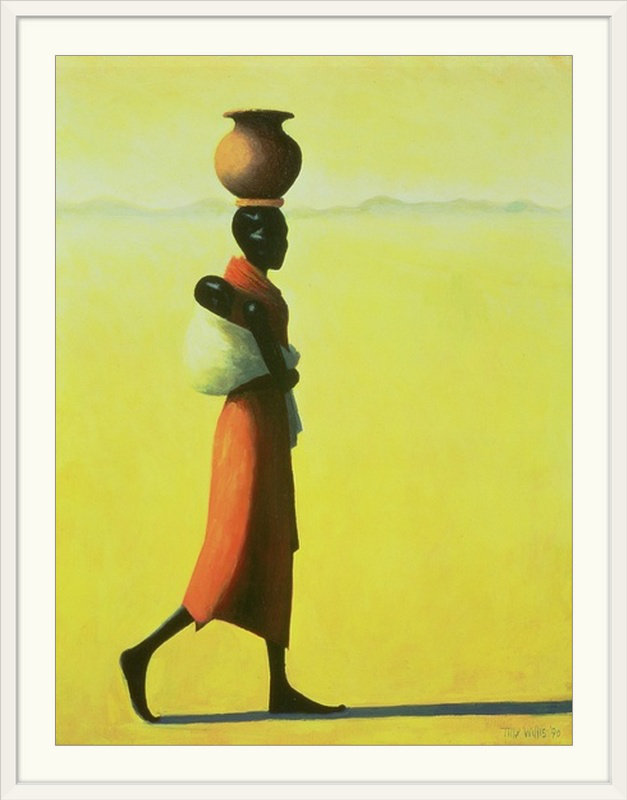 «Driston Woman Walking, 1990» par Tilly Willis, reproduction d'art, H 24 po x l 20 po x P 1 po, Cadre blanc