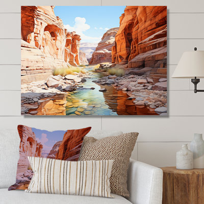 «River By The Canyon Landscape», reproduction sur toile