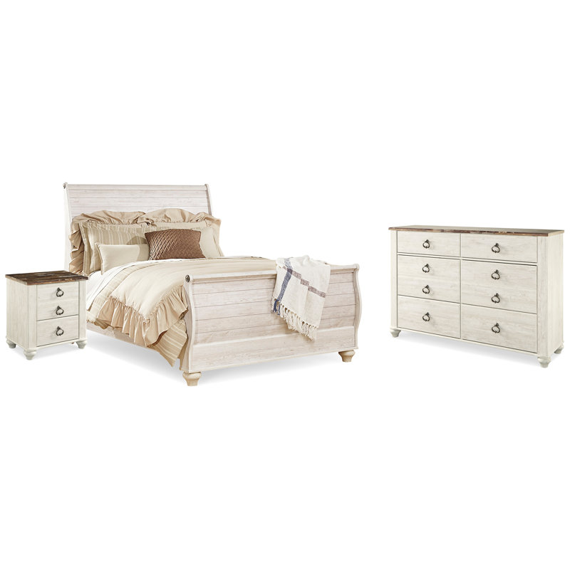Willowton Sleigh Bed, Dresser and Nightstand, Queen