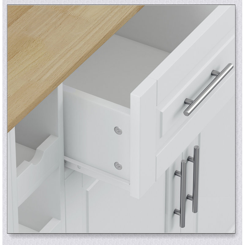 Multi-Functional Kitchen Island, Black, White