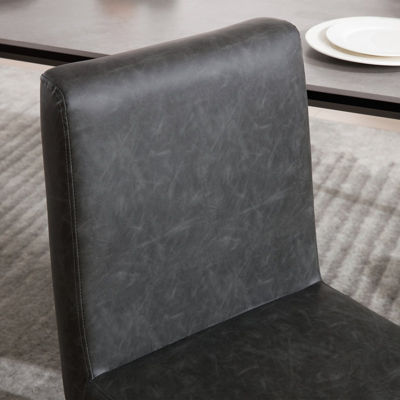 45cm H Upholstered Metal Side Chair, Dark Grey