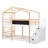 Bunk Bed House Bed With Roof Windows Blackboard And Storage Ladder  Platform Bed,bed Frame-457136793