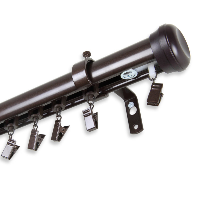 Dadur Steel Adjustable Single Curtain Rod, 48" - 86" L, Cocoa