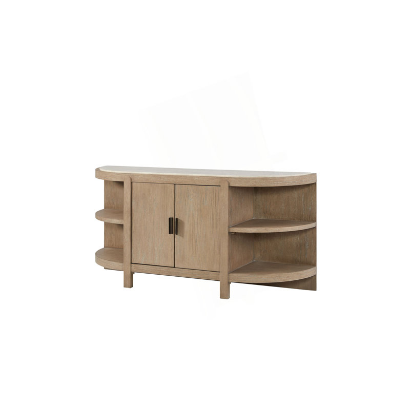 Curved 2-Door Console Table W/ Marble Top