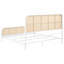 Modern Coastal White Metal Eastern King Bed With Open Cane And Rounded Edges Woven Cane, Ideal For Bedroom Decor-131102107-131102104