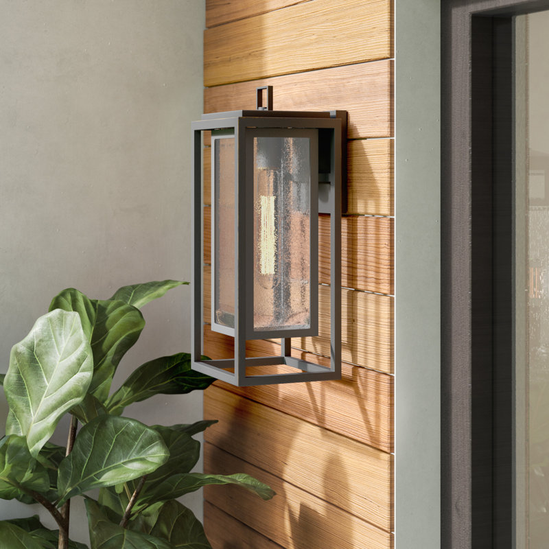 Republic Seeded Glass Outdoor Wall Mount Lantern, 20" H x 7" W x 6.75" D, Oil Rubbed Bronze