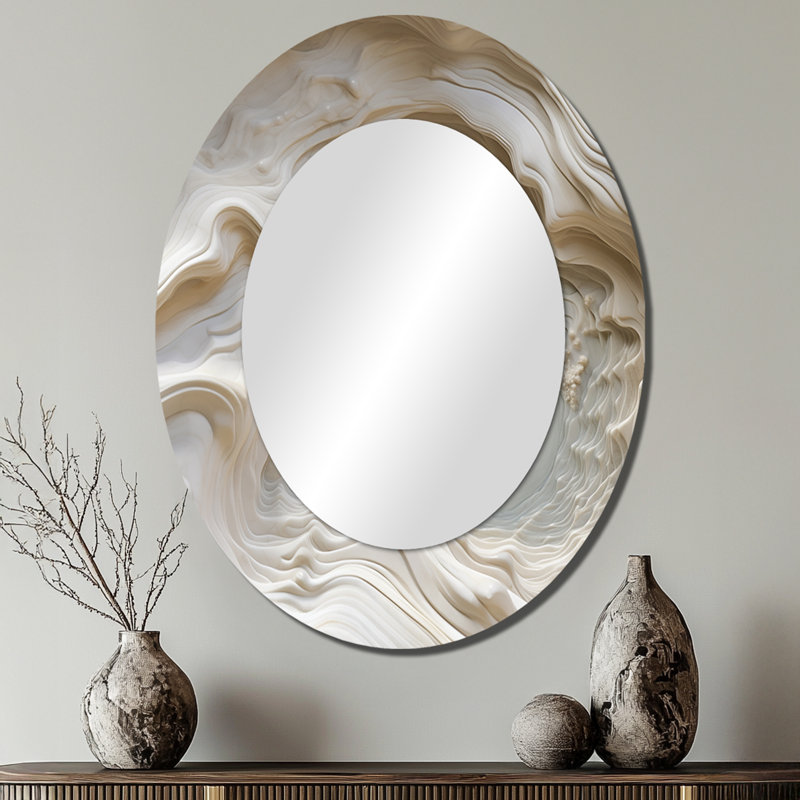 Miroir mural crème crème en spirale Nebula II, 40 po x 30 po