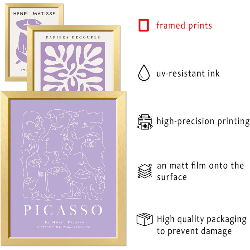 16 pièces d'art mural mauve encadré