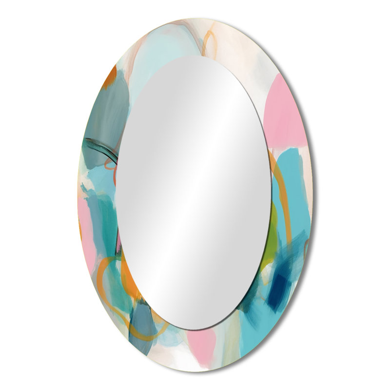 Miroir mural moderne rose et bleu Minimalims Fludity V, 36 po x 24 po