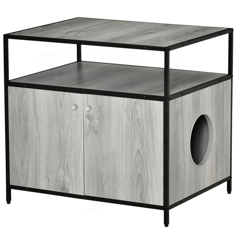 Enceinte de litière pour chat, salle de bain cachée pour chaton, table de bout intérieure avec portes magnétiques