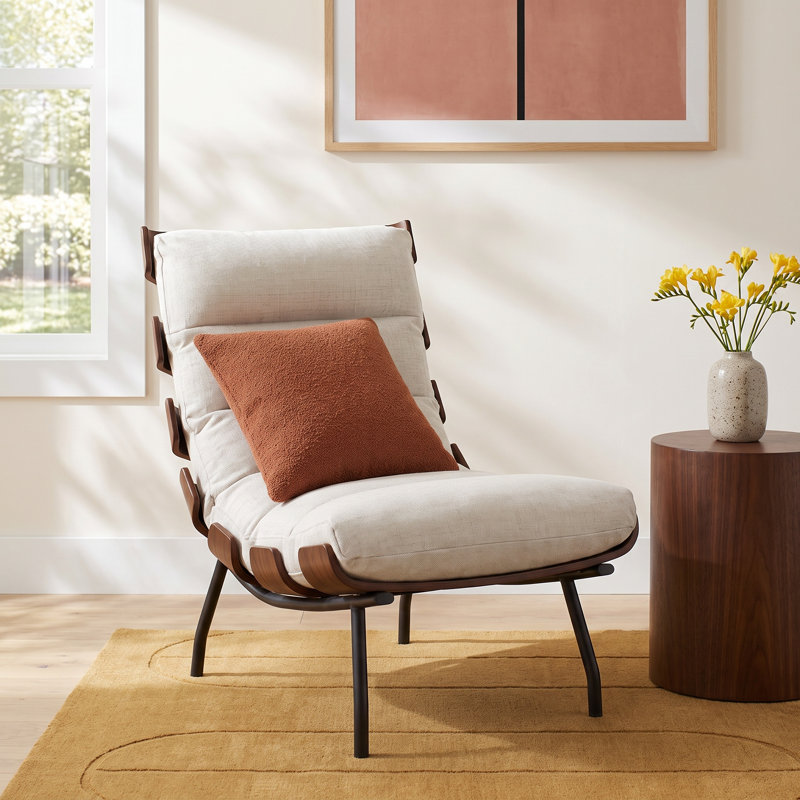 Malin Modern Accent Chair, Oatmeal Polyester Blend