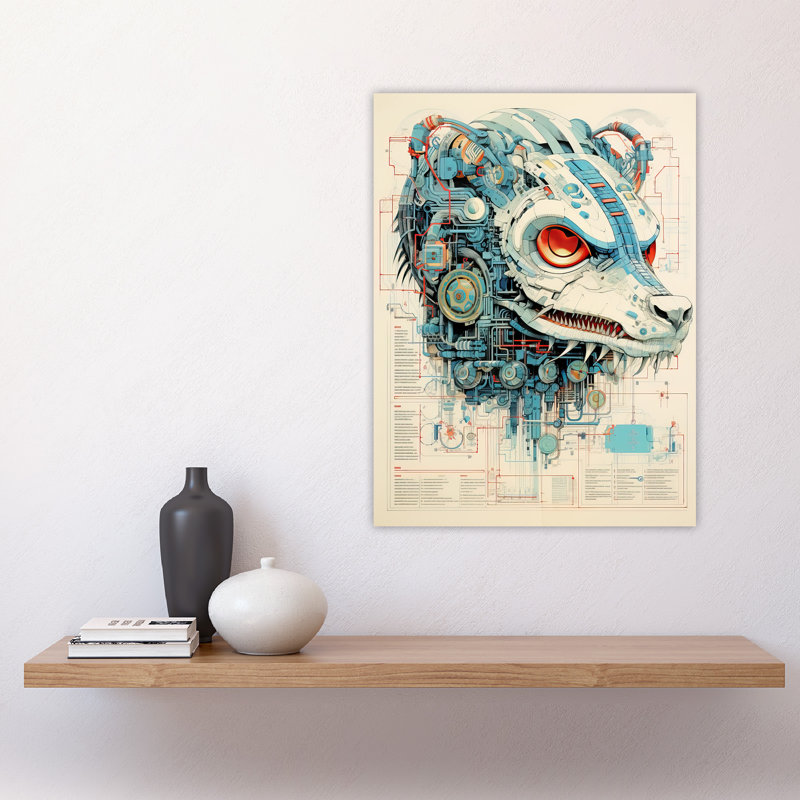 Wall Art Print 21st Century Weapon Robot Hybrid Secret Military Schematic Futuristic Complex Arcane Manuscript Gift For Cave Poster