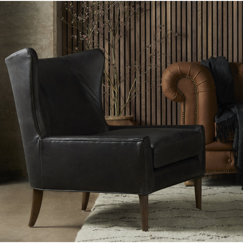 Marlow Wingback Chair, Toasted Parawood, Vintage Black