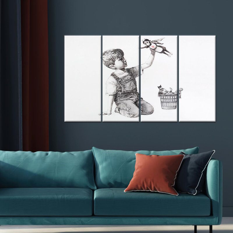 Reproduction d'art sur toile: Banksy Boy - Game Changer Design, toile tendue 4P, 43,3 po H x 63 po l