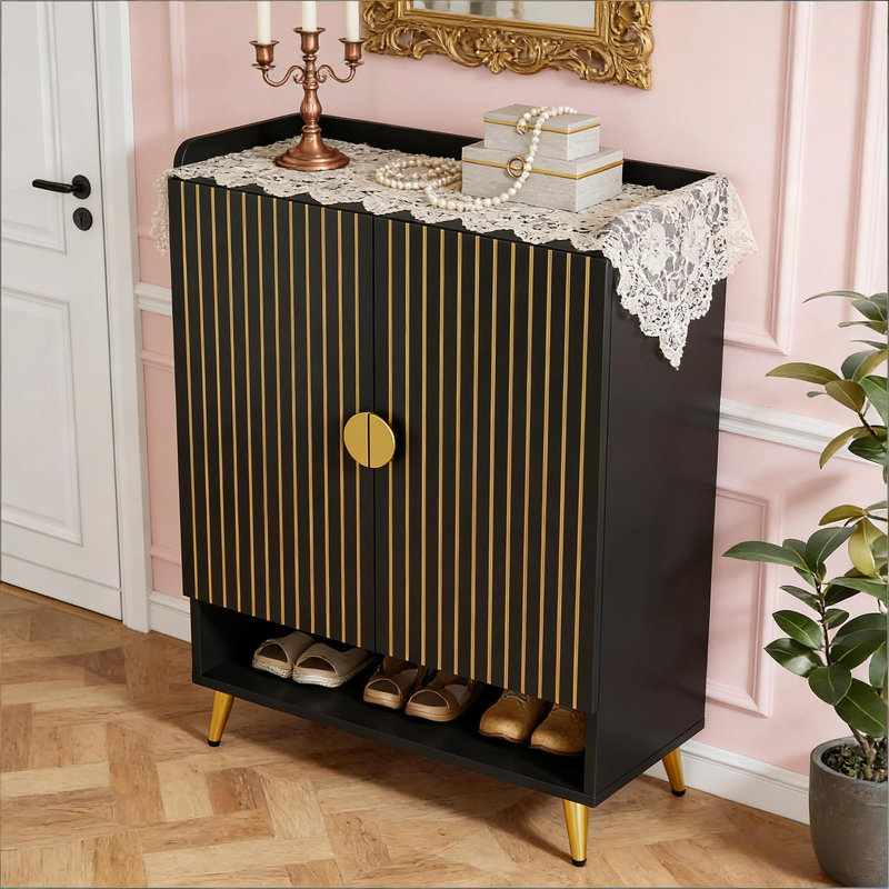 Armoire de rangement, range-chaussures, rangement de cuisine, H 43,34 po x l 28,76 po x P 13,79 po, Noir