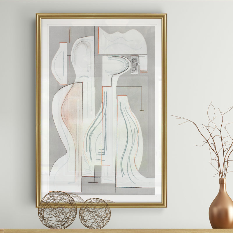 " Pottery Forms V ", 18.5" H x 24.5" W x 1.5" D, Gold Framed