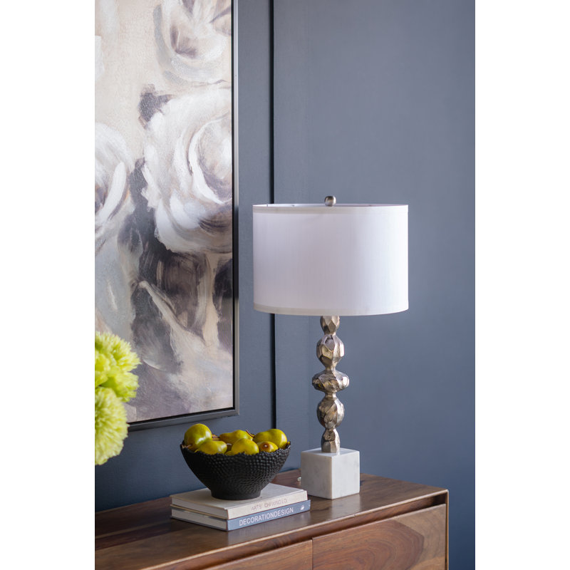 Isbella Table Lamp, Silver/White