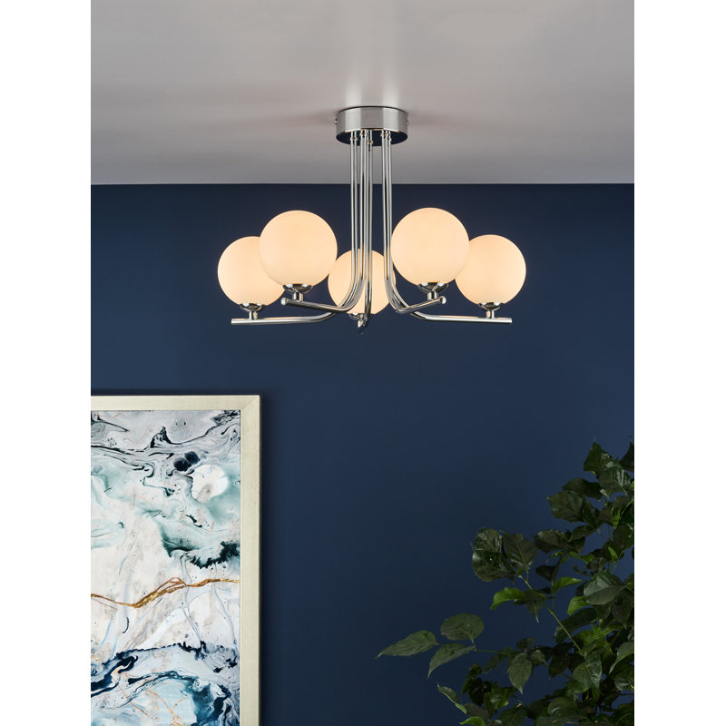 Flush Mount, Polished Chrome/Beige