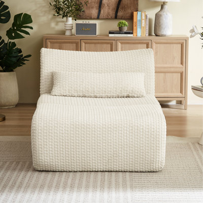 Nuage moderne et modulaire sans os, surdimensionné avec apparence élégante, confort, velours côtelé, crème, 2 sièges, multifonctionnel pour l'efficacité et aucun assemblage requis
