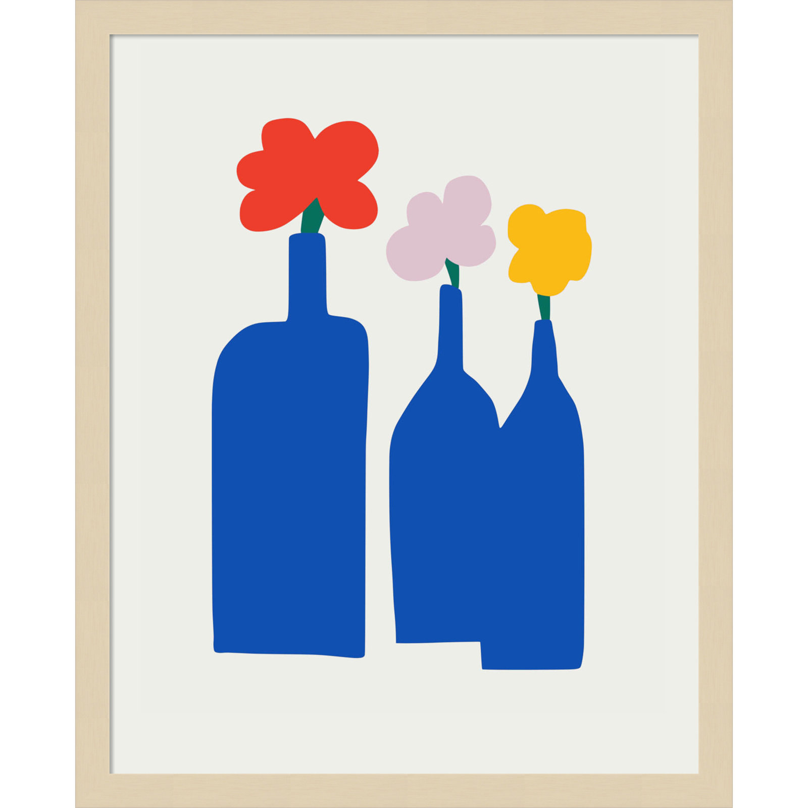 Blue Bottle Vase Print by Little Dean, Brown, 21" H x 17" W