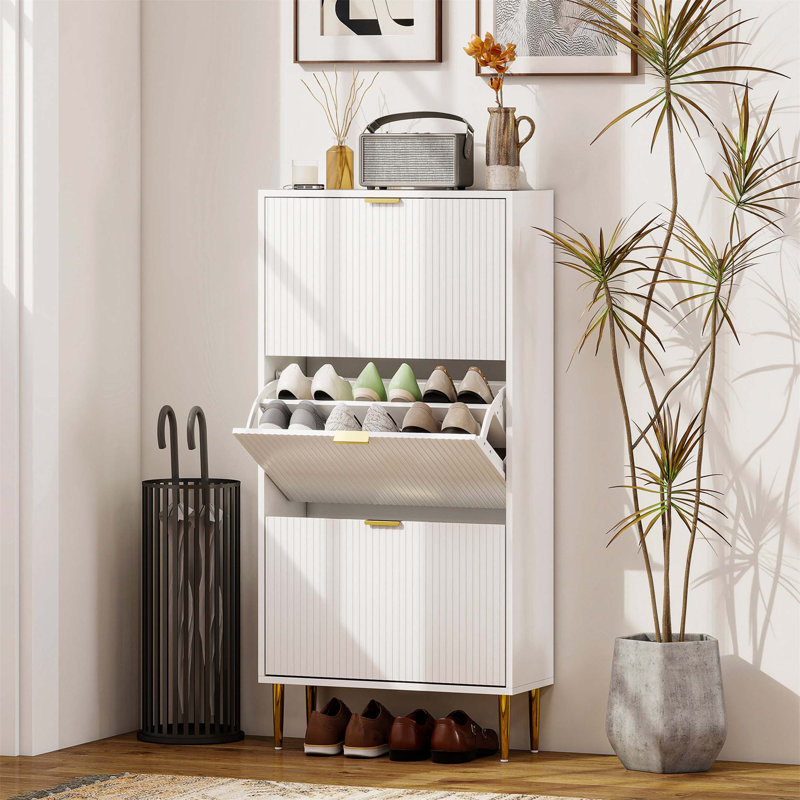 Flip Down Shoe Storage, 122cm H x 60cm W x 24cm D, White