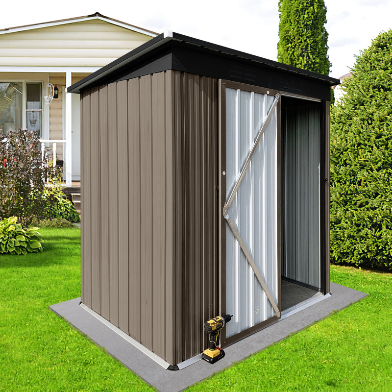 Remise de jardin en métal de 5 pi 4 pi - verrouillable, imperméable à l'eau, porte verrouillable