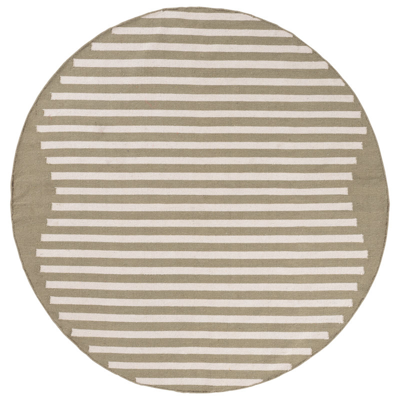 Esven Hand Woven Cotton Striped Rug, Round 6'