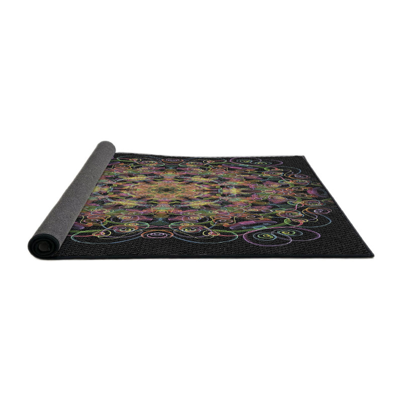 Tapis noir/rose à tisser électrique, Rond 8 pi