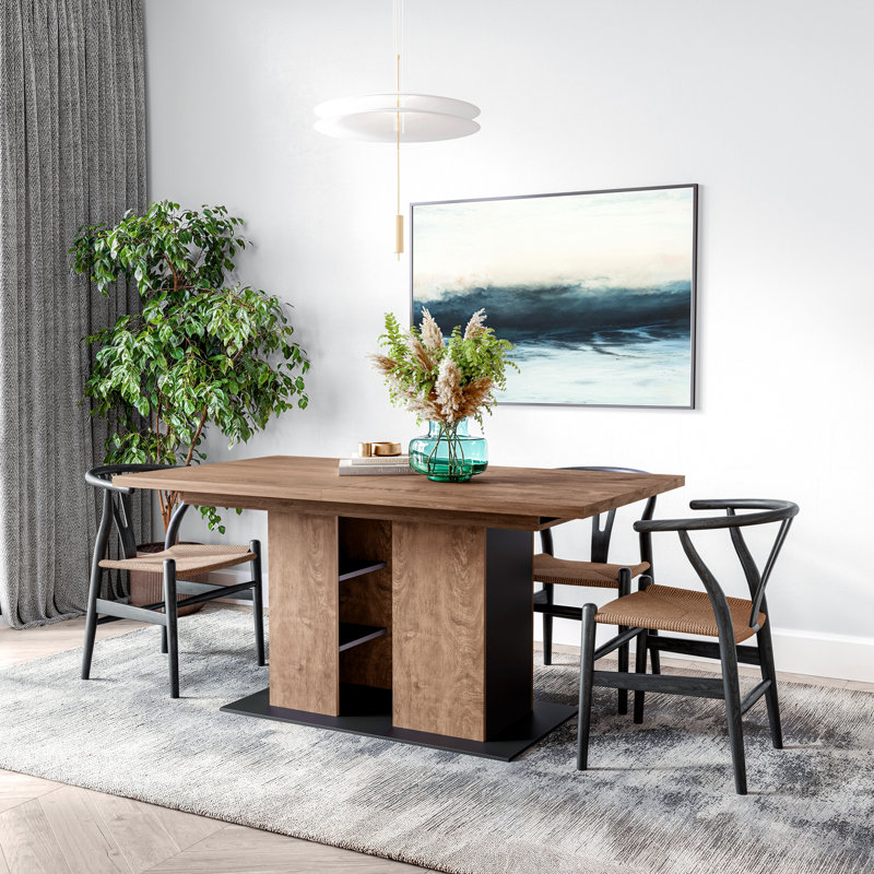 Extendable Dining Table Fidel, Dark Oak/Black