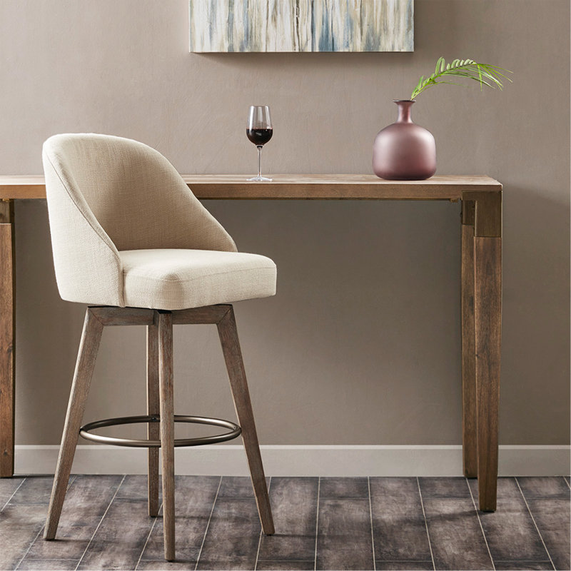 Bar Stool With Swivel Seat, Beige