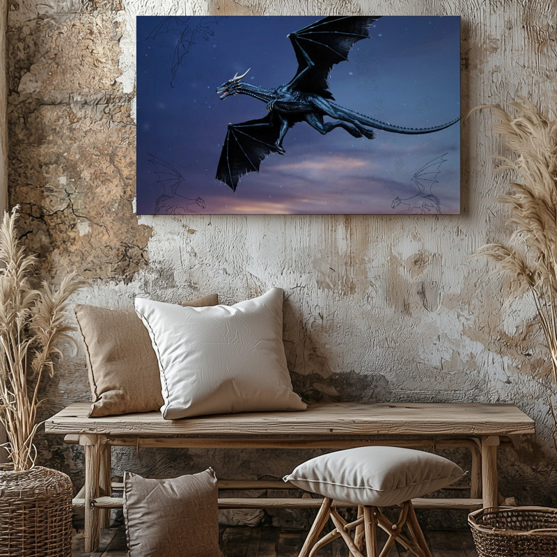 Reproduction d'art sur toile, "Mythical Dragon", H 30 po x l 30 po