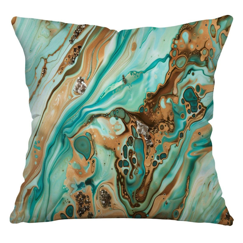 Marble Abstract Cool   Reversible Throw Pillow, 20"H x 20"W