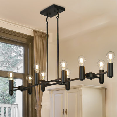10-Light 49”W Modern Linear Kitchen Island Pendant Chandelier