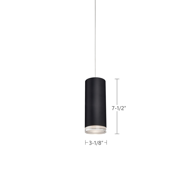 Cameo 1 - Light LED Pendant, Black, 7.5" H x 3.13" W x 3.13" D, Black