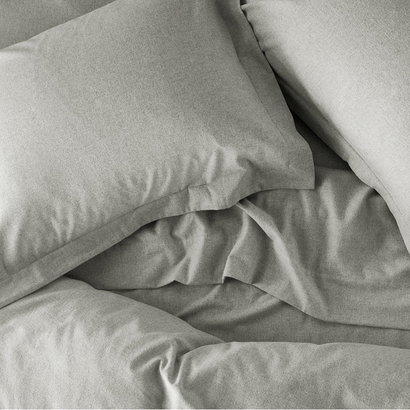 Cloud Modern & Contemporary Cotton Flannel Duvet Cover, Twin Duvet Cover, Pale Gray Heather