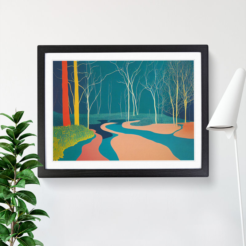 Extravagant Abstract Forest - Single Picture Frame Print, Black, 46cm H x 64cm W x 2cm D