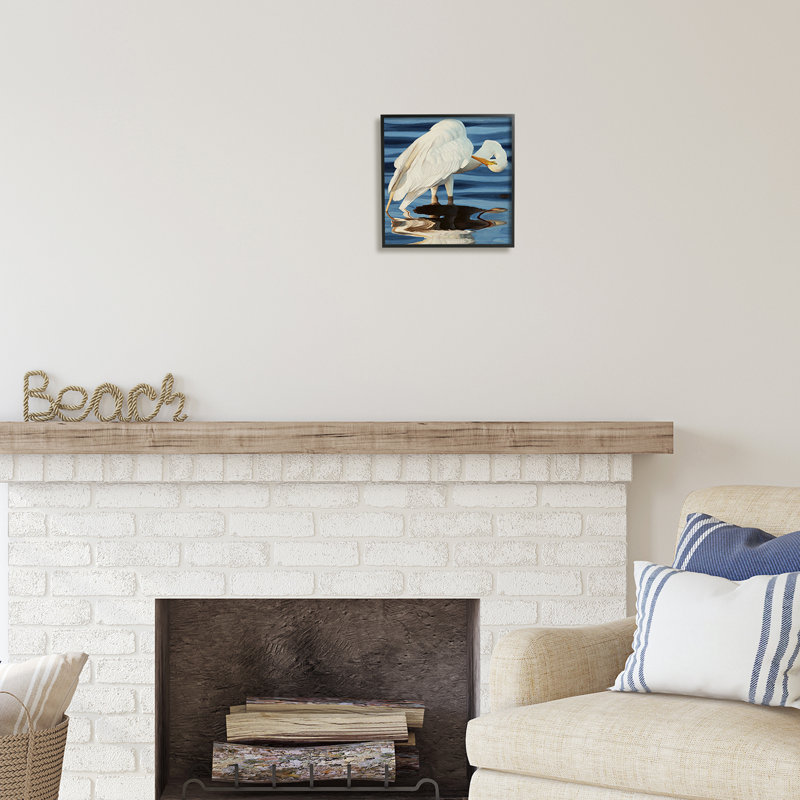 «Highland Dunes Crane Bird», art giclée par David Kiehm, Giclée encadrée noir minuit, H 12 po x l 12 po x P 1,5 po